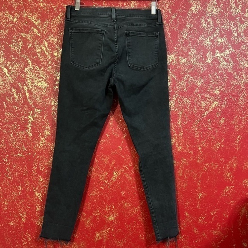 FRAME DENIM Le Skinny De Jeanne Black Ripped Knees Fray Hem Jeans Denim 31 - Picture 4 of 10